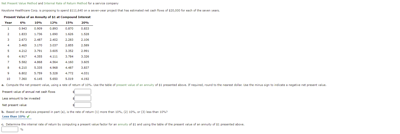  Net Present Value Method and Internal Rate of Return Method for