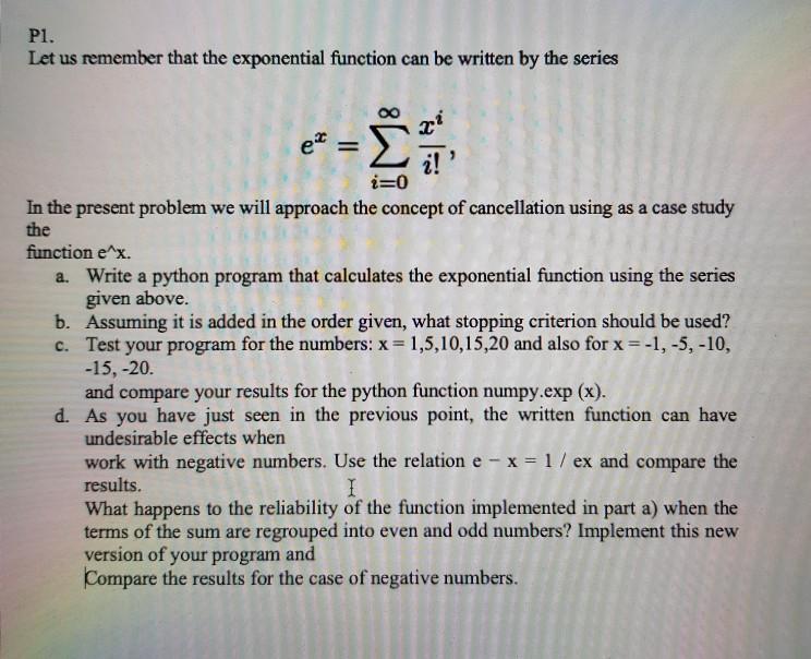  Pl. Let us remember that the exponential function can be written