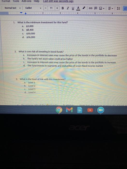 Bond Fund Fact Sheet to answer this question. sorry here is a