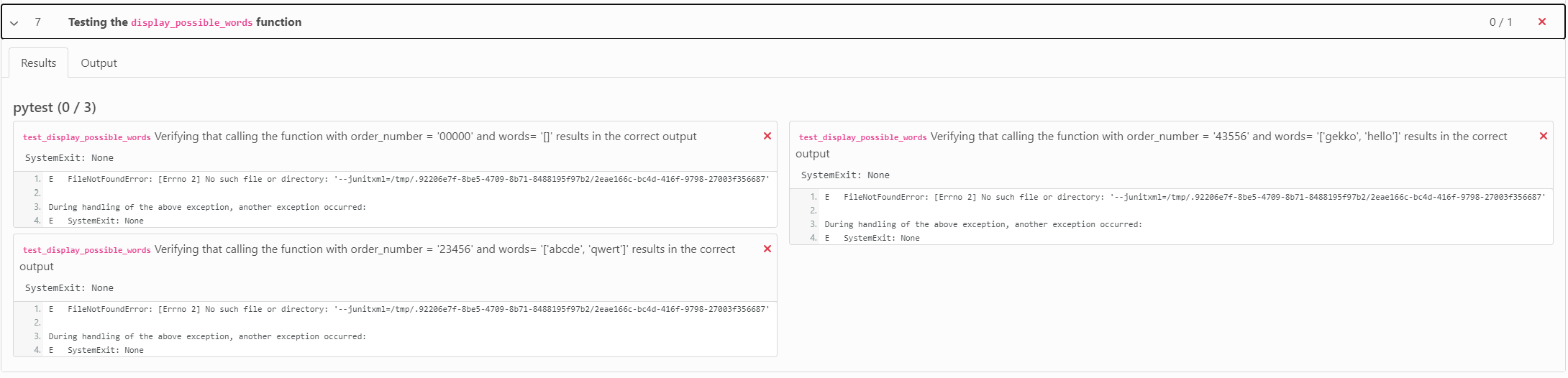 well formatted, correct, output Output Difference Input Errors Exit code Expected output
