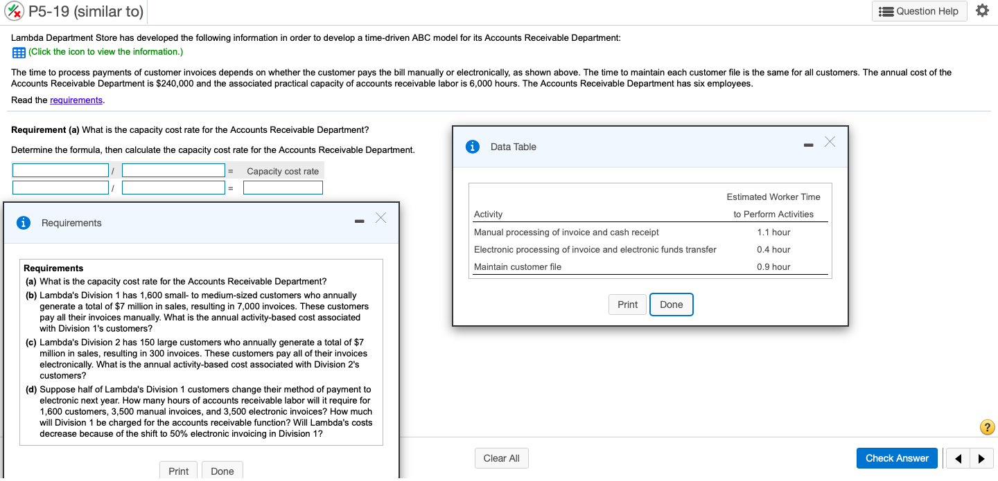 P5-19 (similar to) Question Help Lambda Department Store has developed the