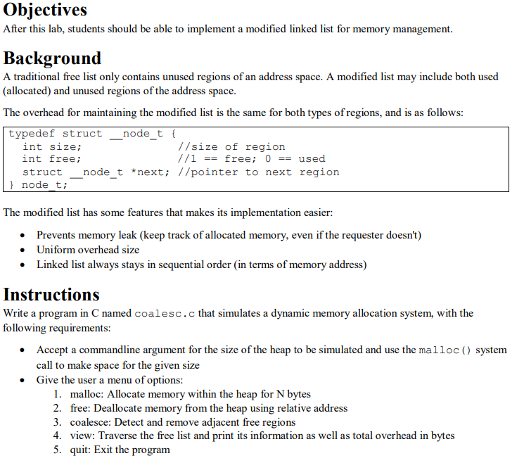  Objectives After this lab, students should be able to implement a