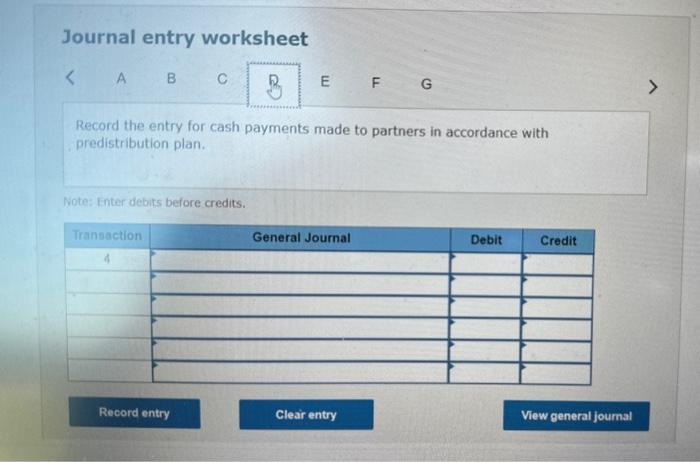 Record the entry for initial cash payments made to partners in accordance