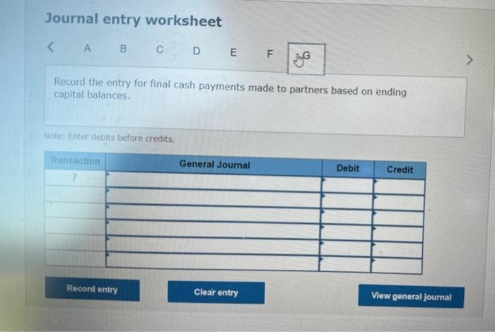 before credits. Journal entry worksheet D E F G Record the sale