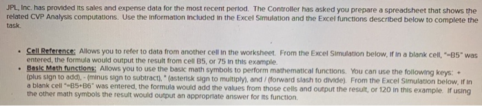  JPL, Inc. has provided its sales and expense data for the