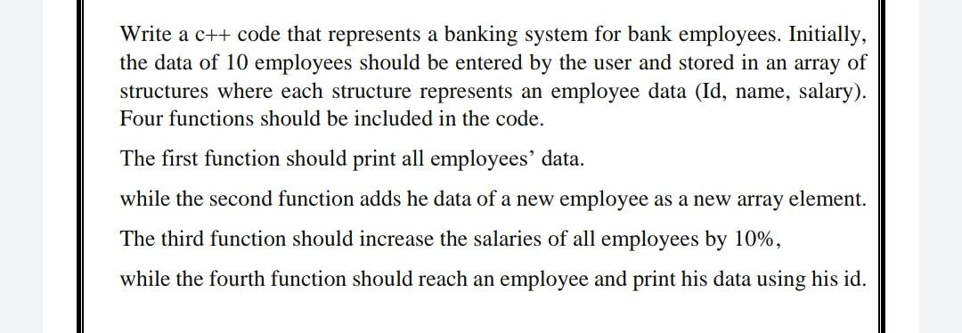 hint: using array of structure and function only : print the