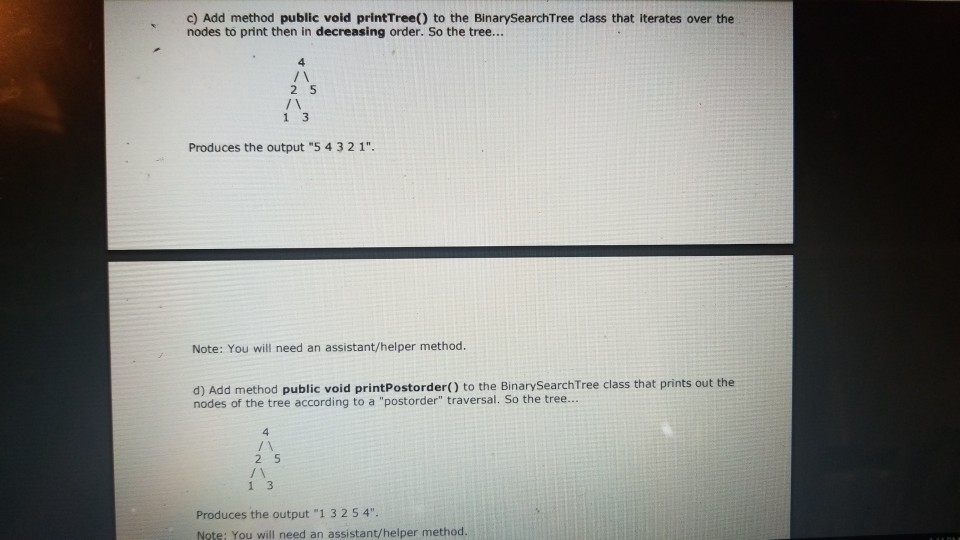 operations on binary search trees where keys are integers. Assume you already