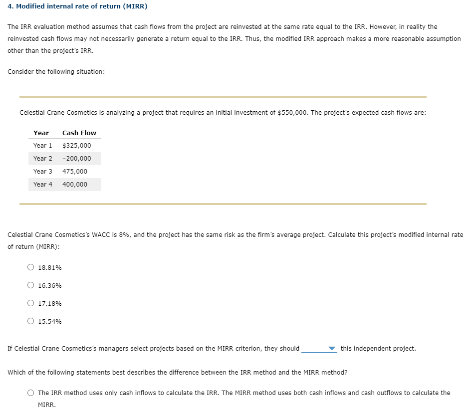 criterion, they should this independent project. Which of the following statements best