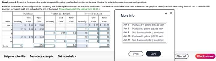 Requirement 3. Determine the amount that would be reported in ending merchandise