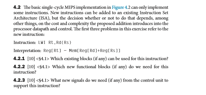 Please check my solutions, Thanks. 4.2 The basic single-cycle MIPS implementation in