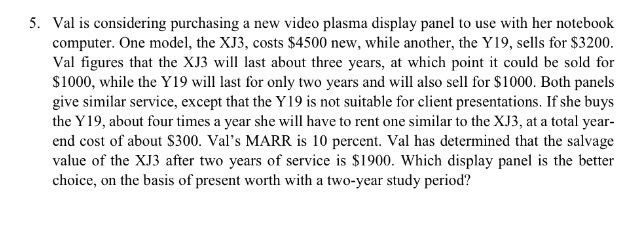 Val is considering purchasing a new video plasma display panel lo