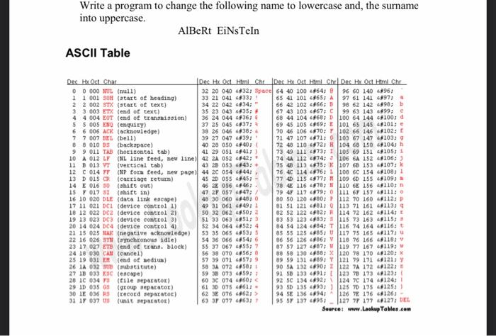 in assembly language Write a program to change the following name to