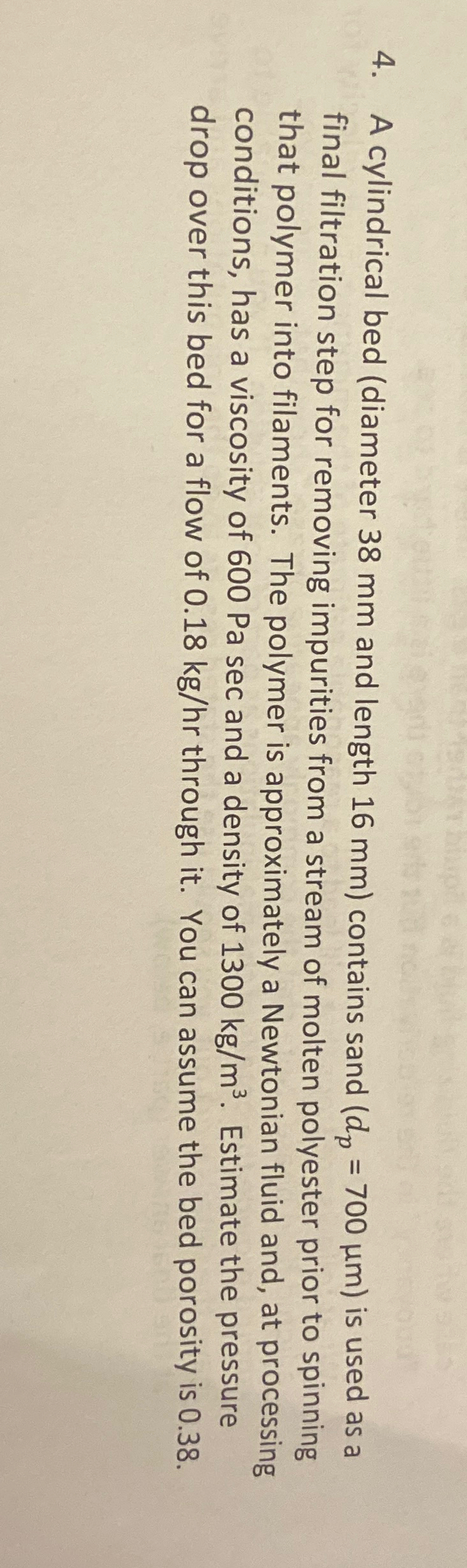  A cylindrical bed (diameter 38mm and length 16mm) contains sand )