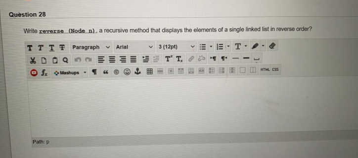i want answer Question 28 Write reverse_(Node n), a recursive method that