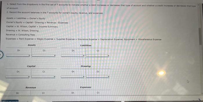 accounts to indicate whether a debit incremes or decreases that type of