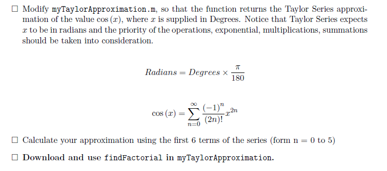  (MATLAB QUESTION). How to modify this function? function [ approxCos ]