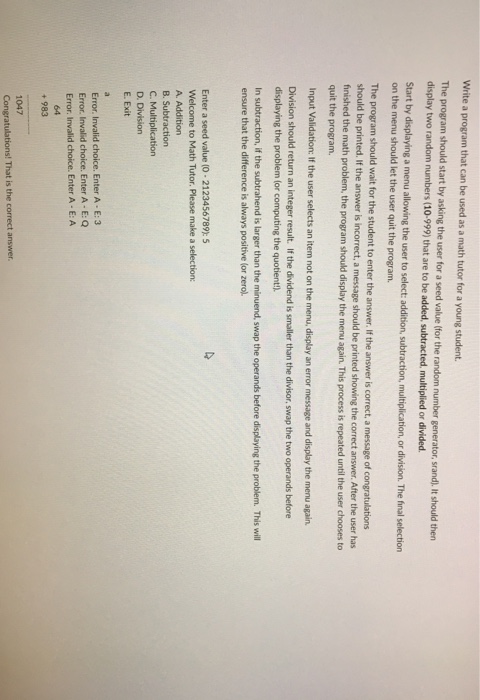  Could you solve this problem? Write a program that can be