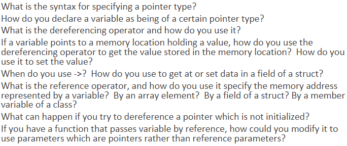 C++ examples What is the syntax for specifying a pointer type? How