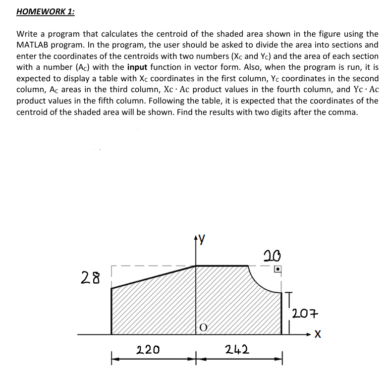  HOMEWORK 1: Write a program that calculates the centroid of the