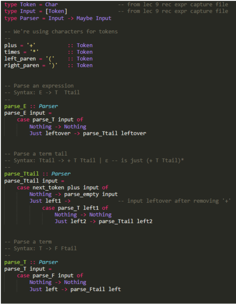 calls, as factors. So we want calls like x(x,x), x(x* (x+x)), and