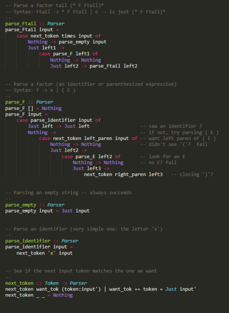 so on. Include x( ) as a legal call. There is one
