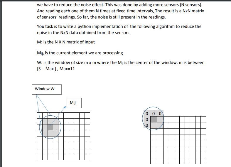 use python to selve ! For each element Mij in M (start