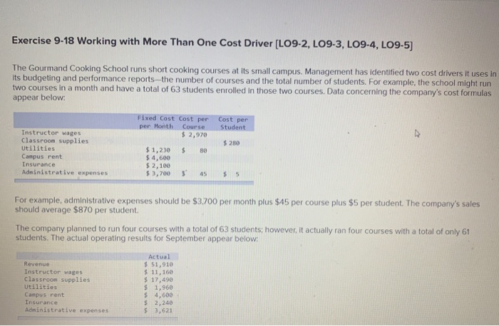  Exercise 9-18 Working with More Than One Cost Driver (LO9-2, LO9-3,
