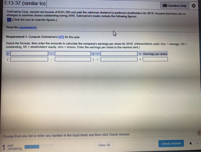  E13-38 please show your work E13-37 (similar to) Quesion Help Submarine