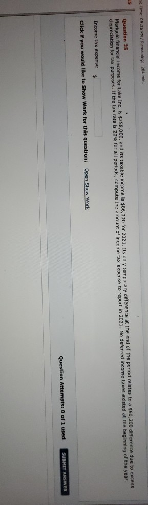 nd Time: 05:26 PM / Remaining: 284 min. ES Question 25