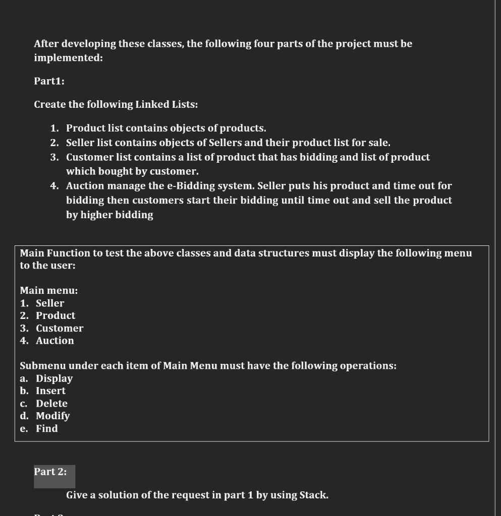 e-Auction company that are selling products online. The program stores information of