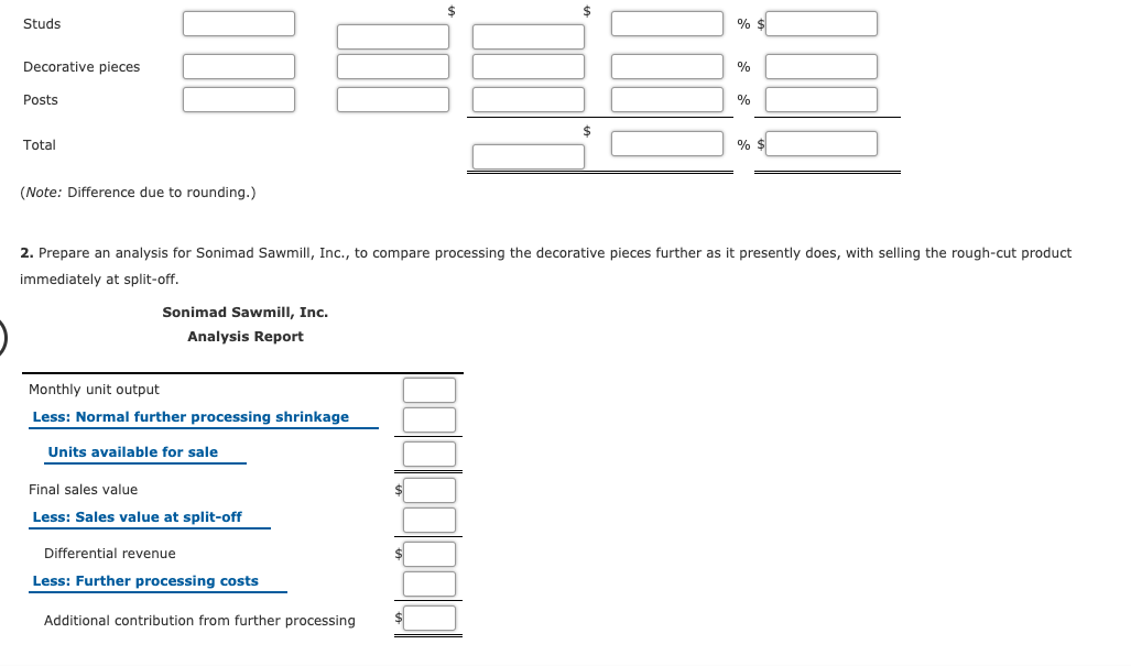 please help with solutions Studs % $ Decorative pieces % Posts %