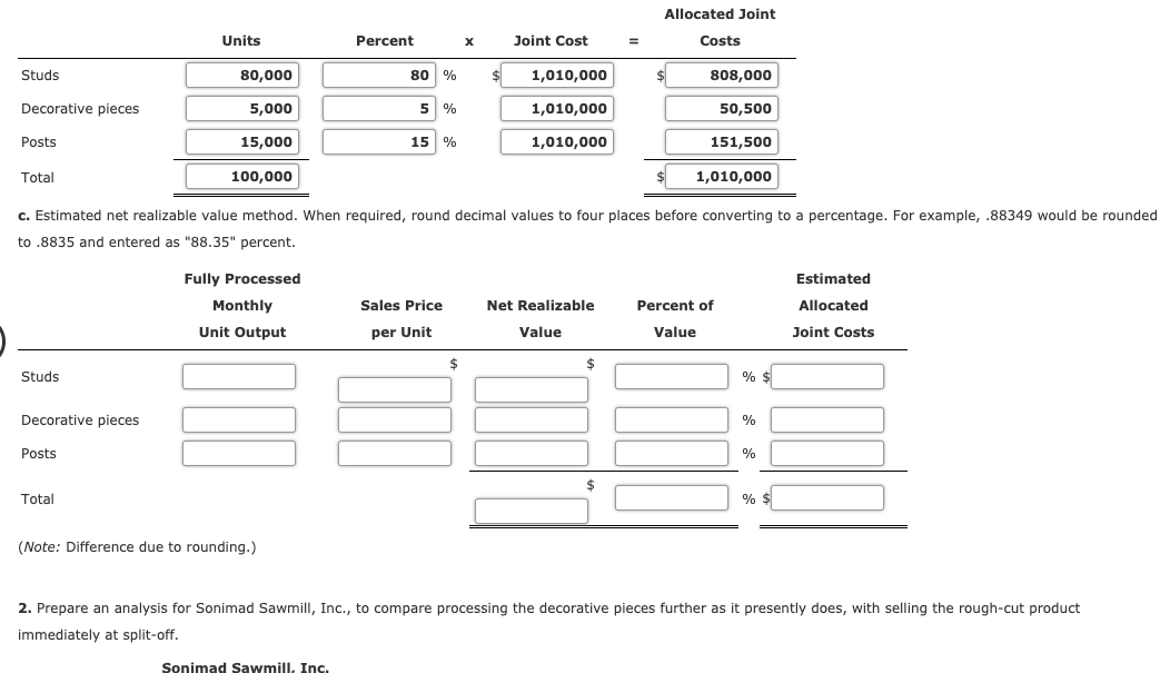 $ Total % $ (Note: Difference due to rounding.) 2. Prepare an