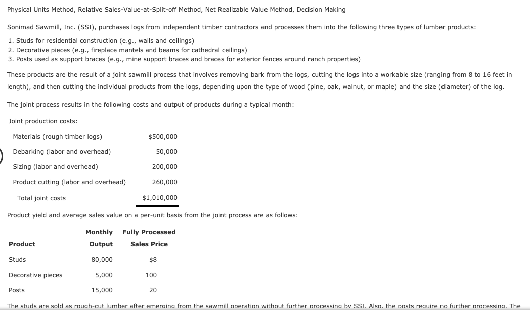 as it presently does, with selling the rough-cut product immediately at split-off.