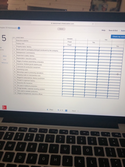 Problem 1-23 Cost Classification [LO1-1, LO1-3, LO1-4 Listed below are costs found