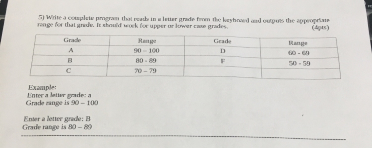  in c++ please 5) Write a complete program that reads in