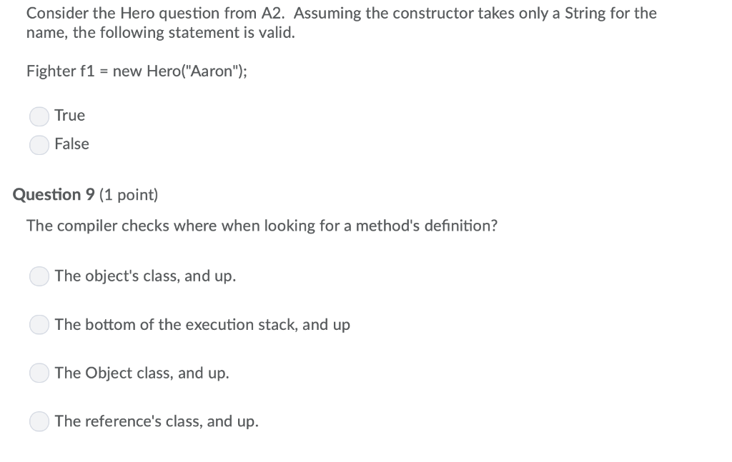 Consider the Hero question from A2. Assuming the constructor takes only