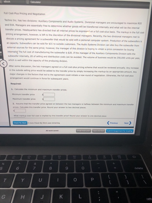  ook Calculator Pull Cost Plus Pricing and Negotiation Techno Inc. has