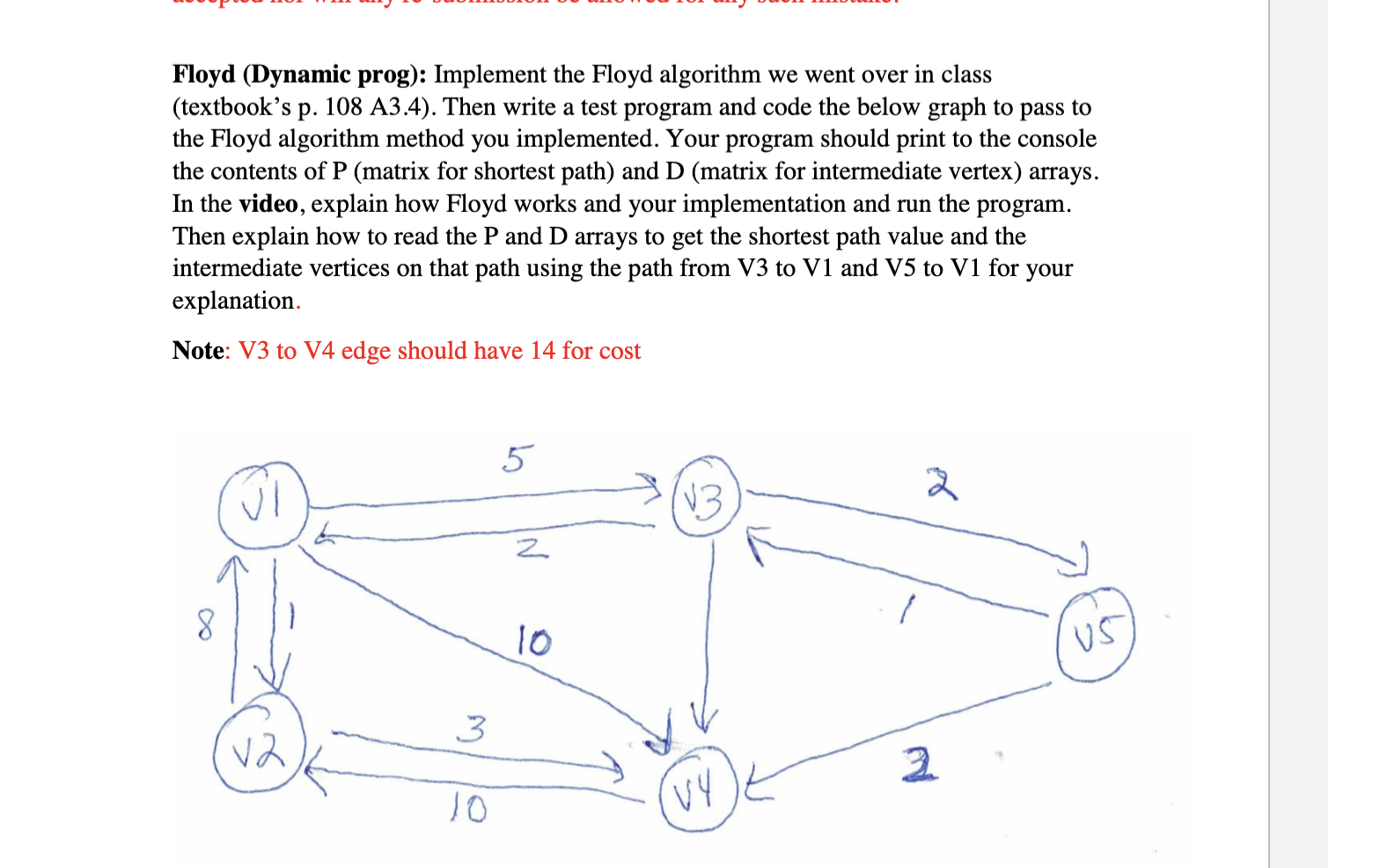 Program in JAVA please. Floyd (Dynamic prog): Implement the Floyd algorithm we