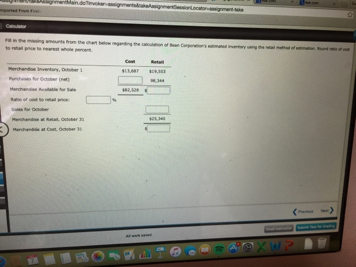  Fill in the missing amounts from the chart below regarding the
