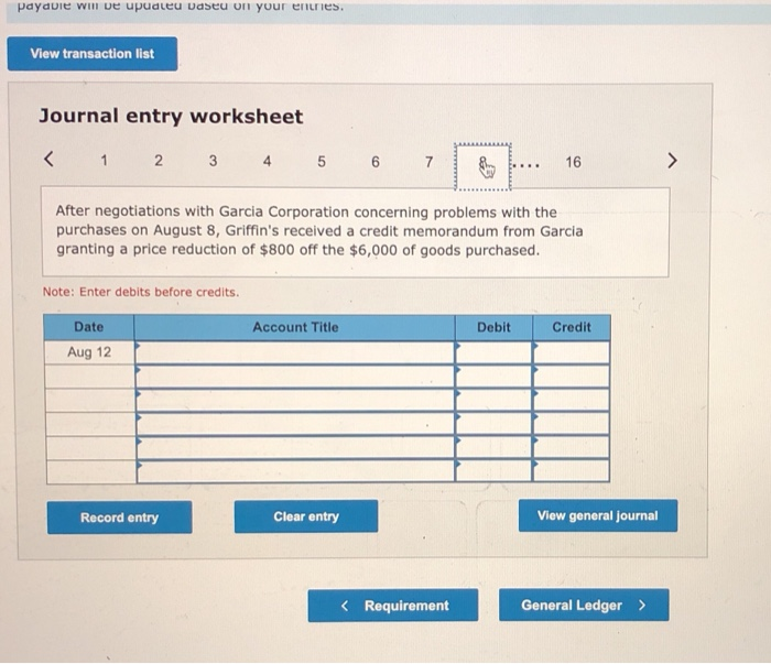 8 Purchased merchandise from Garcia Corporation for $6,000 under credit terms of