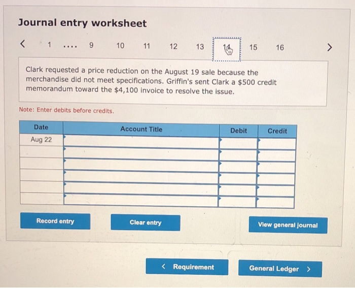 problems with the purchases on August 8, Griffin's received a credit memorandum