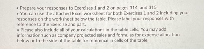 table in last picture is for exercise 1 Prepare your responses to