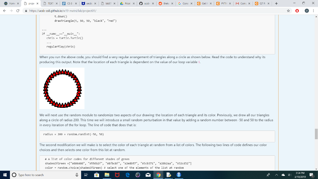 function to draw something. The output produced when each function is callled