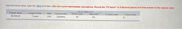  Find the future value. (Use the ITable provided.) (Do not round