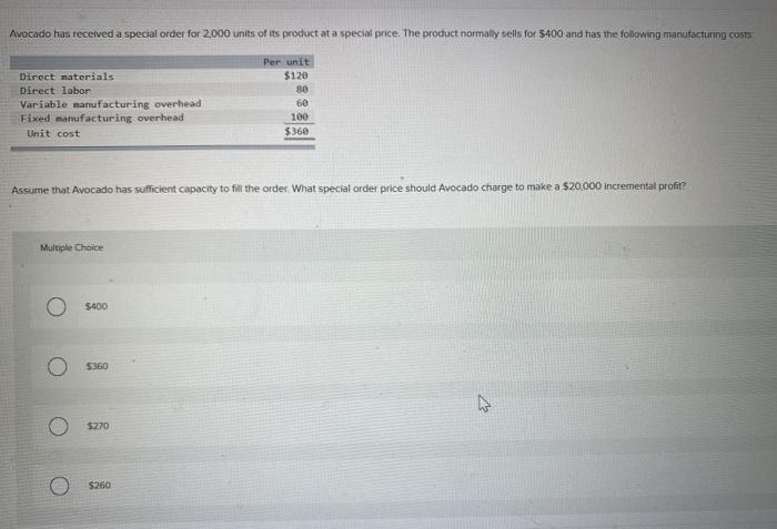  fast rating for help :) Avocado has received a special order