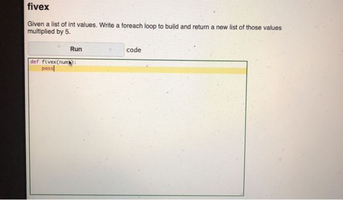  fivex Given a list of int values. Write a foreach loop