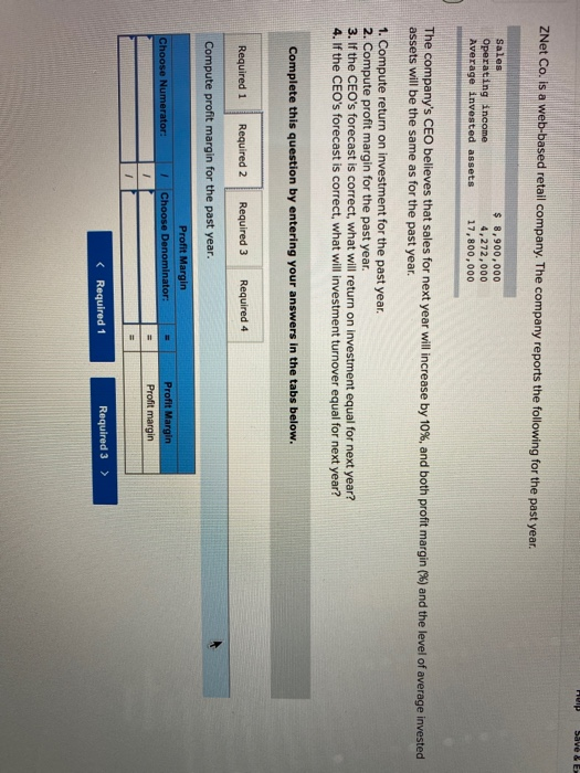 web-based retail company. The company reports the following for the past year.
