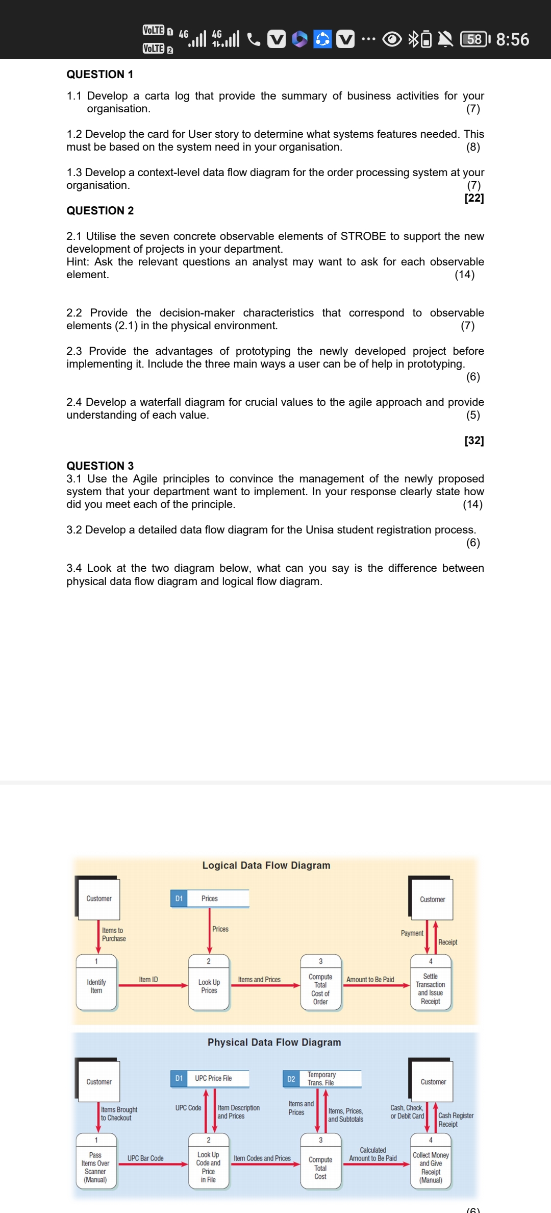  QUESTION 1 1.1 Develop a carta log that provide the summary