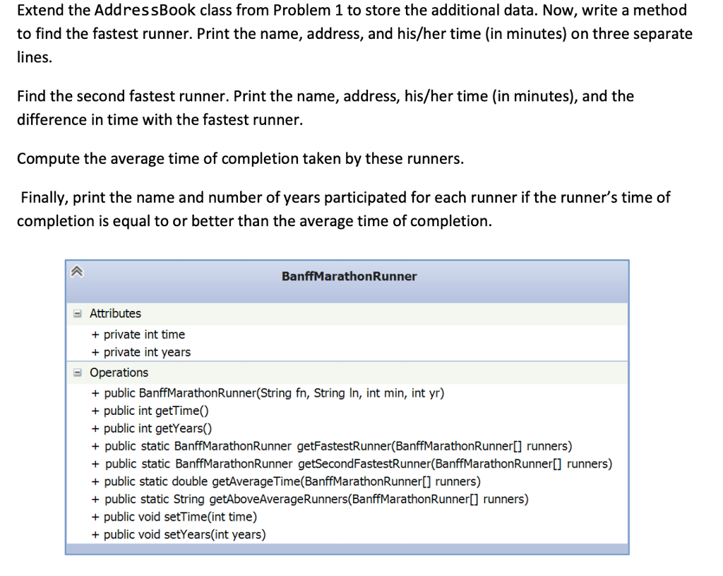 AddressBook objects. Create appropriate get and set methods to retrieve and assign