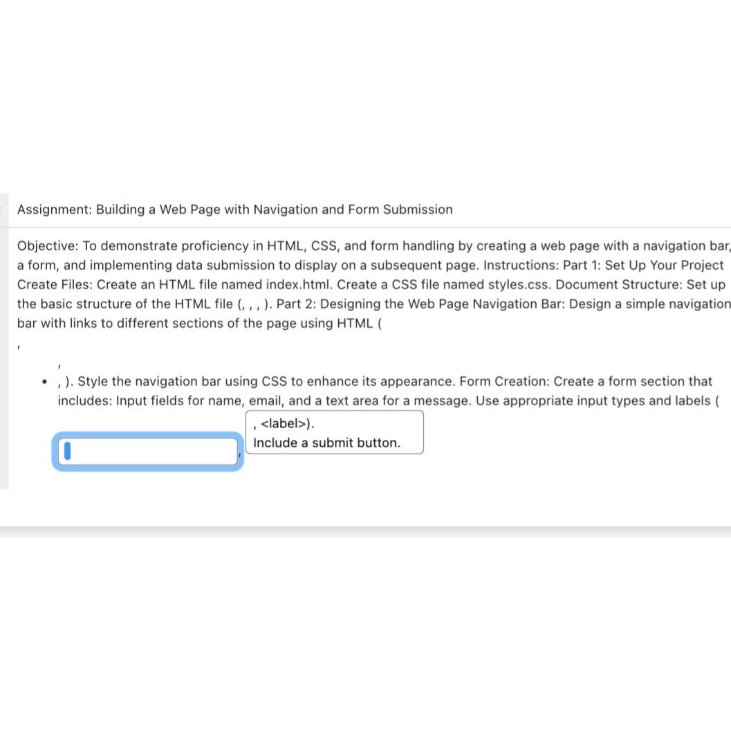  Assignment: Building a Web Page with Navigation and Form Submission Objective:
